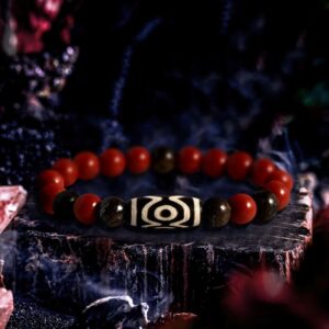 Spiritual Initiation - Dzi Bead, Red Jasper Bracelet