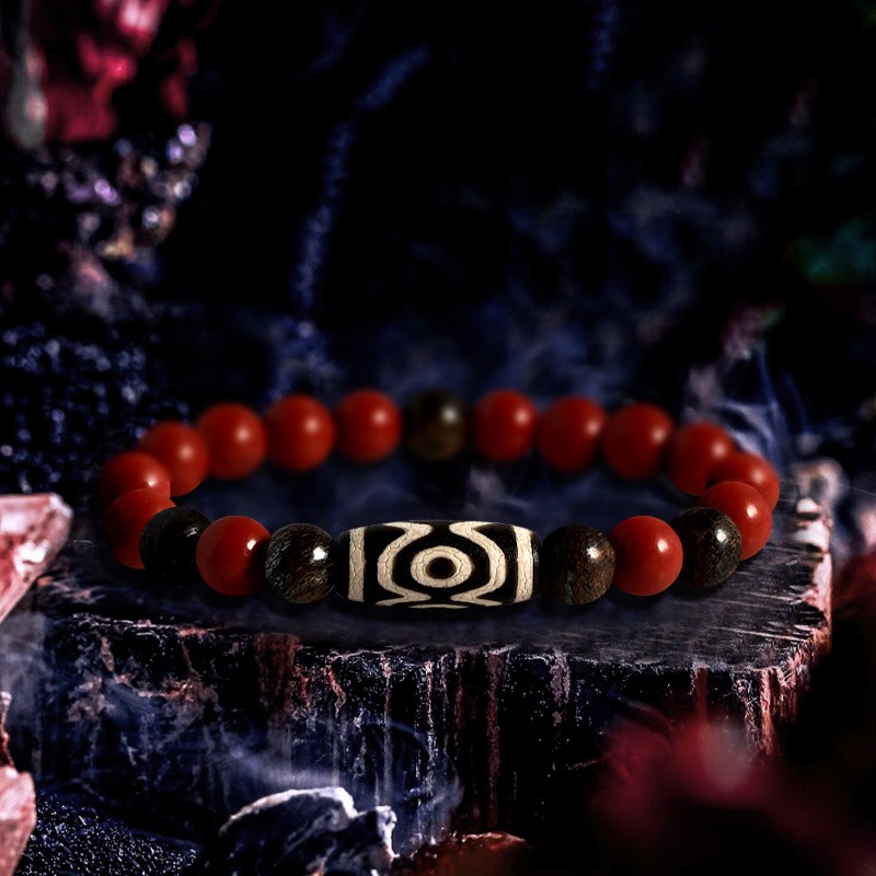 Spiritual Initiation - Dzi Bead, Red Jasper Bracelet