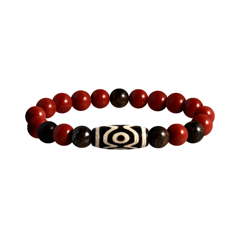 Spiritual Initiation - Dzi Bead, Red Jasper Bracelet