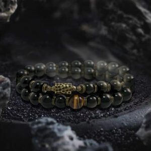 Wisdom's Glow - Gold Obsidian Double Circle Bracelet