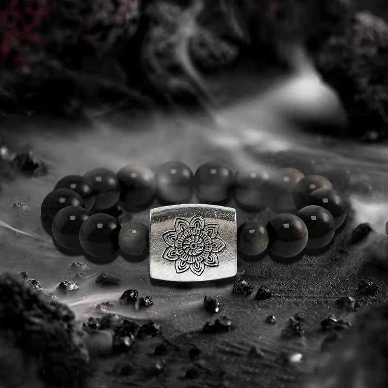 Anahata - Harmony Whisper Silver Obsidian Bracelet