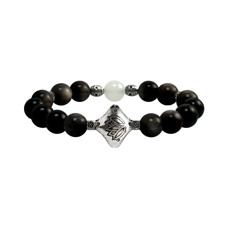 Reverse & Rebirth - Silver Obsidian Bracelet
