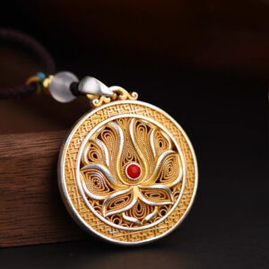 Cloisonné Lotus Pendant