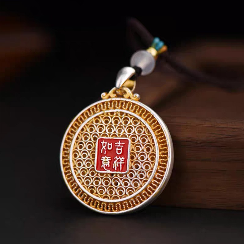 Cloisonné Lotus Pendant