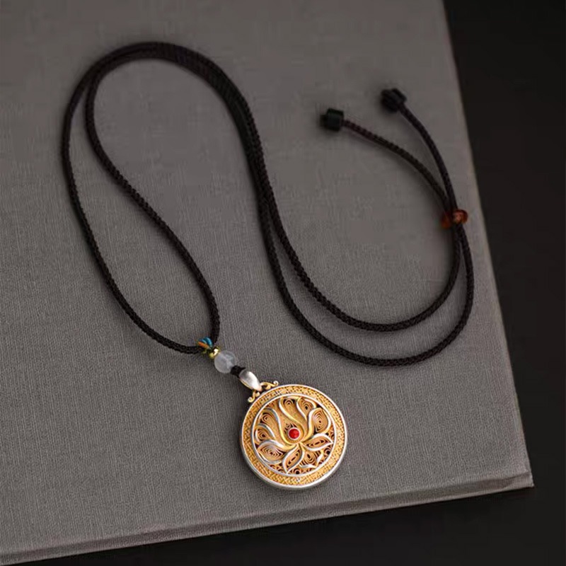 Cloisonné Lotus Pendant