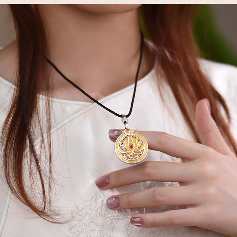 Cloisonné Lotus Pendant