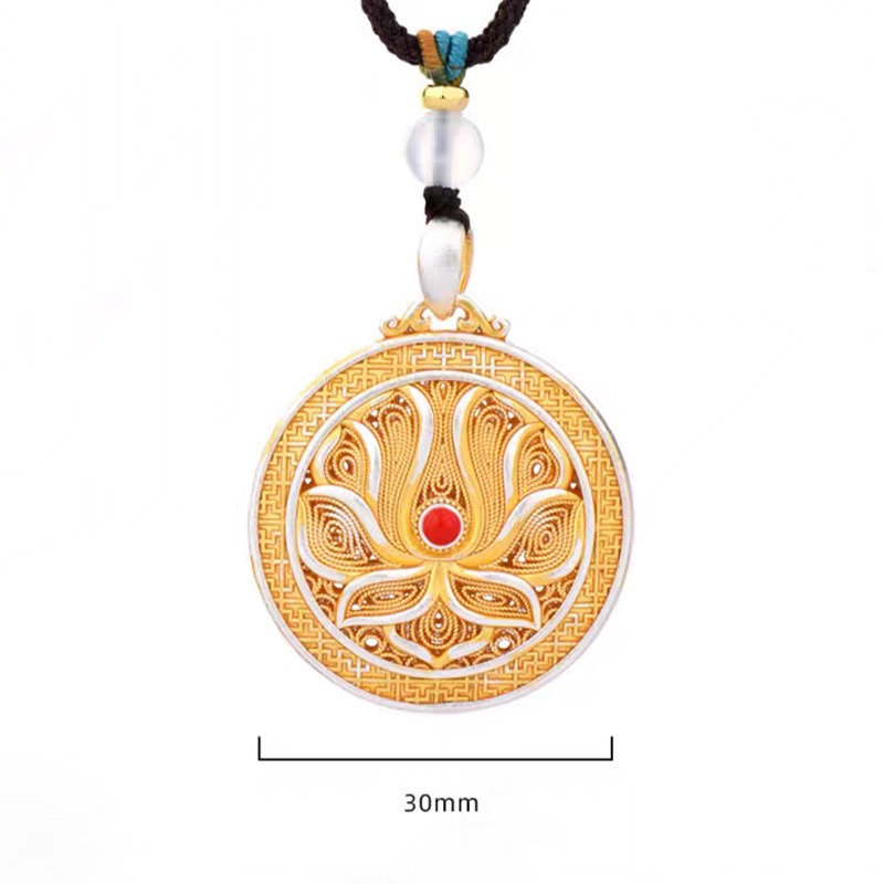 Cloisonné Lotus Pendant
