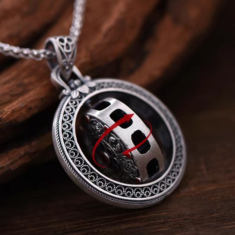 Eight Treasures Compass Rotating Pendant