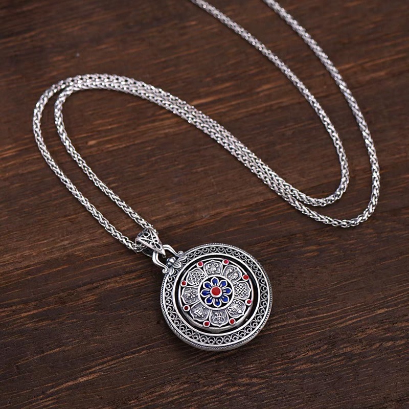 Eight Treasures Compass Rotating Pendant
