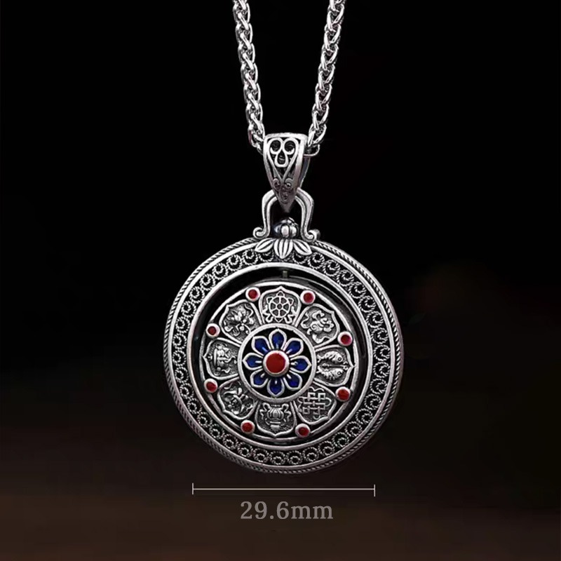 Eight Treasures Compass Rotating Pendant
