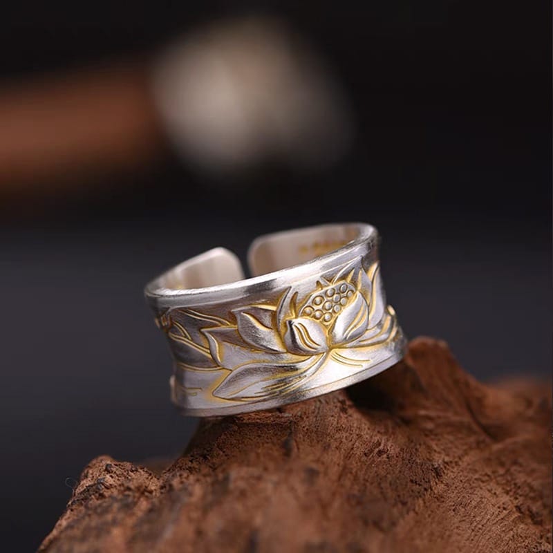 Lotus & Heart Sutra Ring