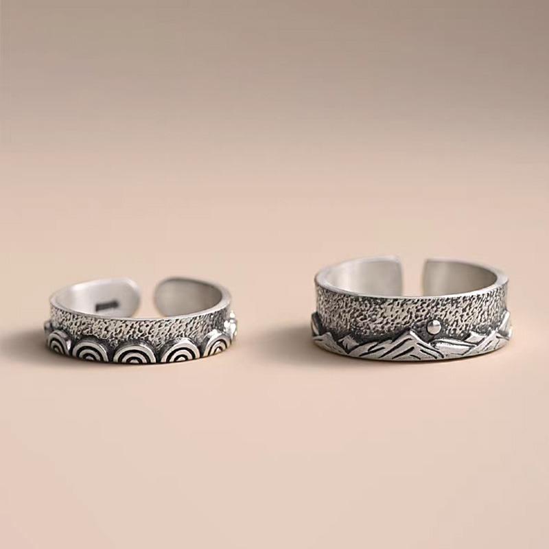 Mountain Vow & Ocean Promise Couple Rings