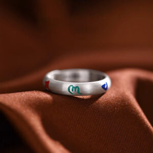 Sacred Om Ring - Chiseled Light, Enameled Prayer