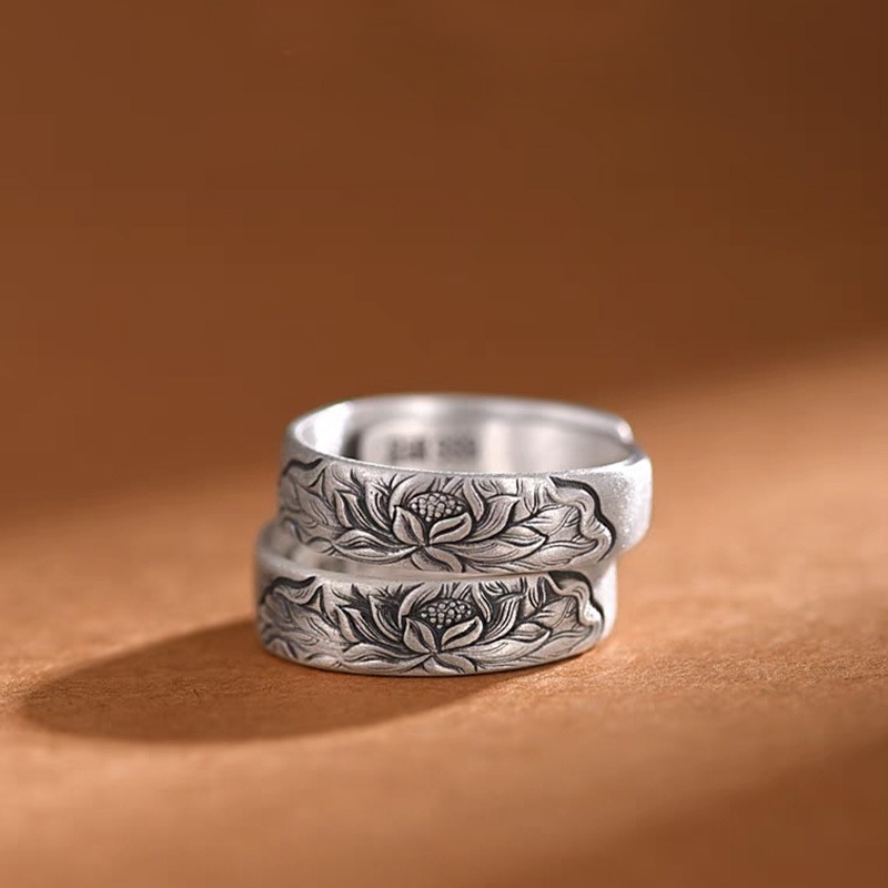 Twin Lotuses Couple Rings