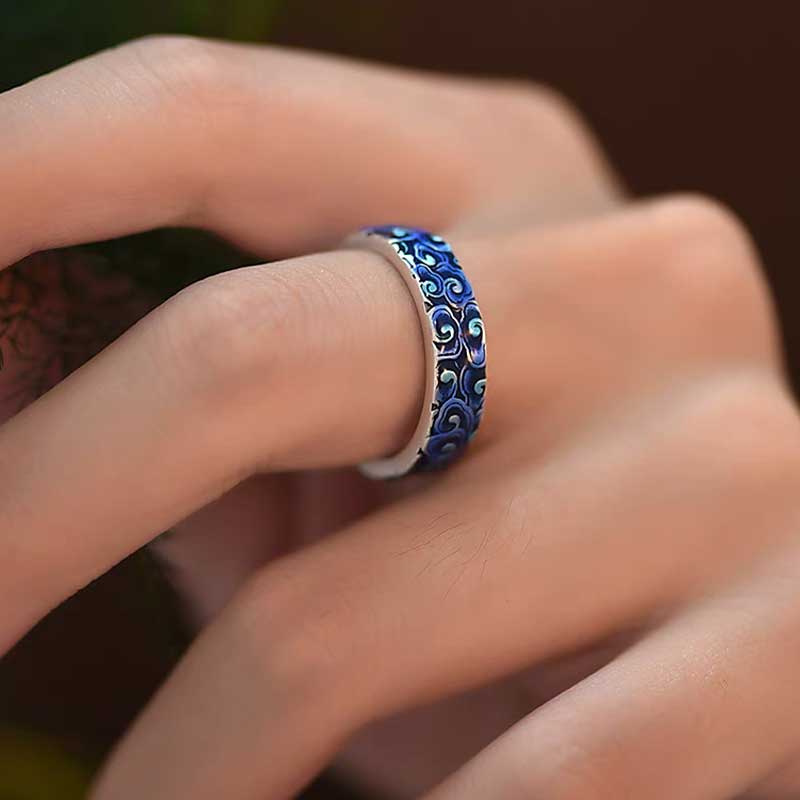 Enamel Cloud Pattern Ring