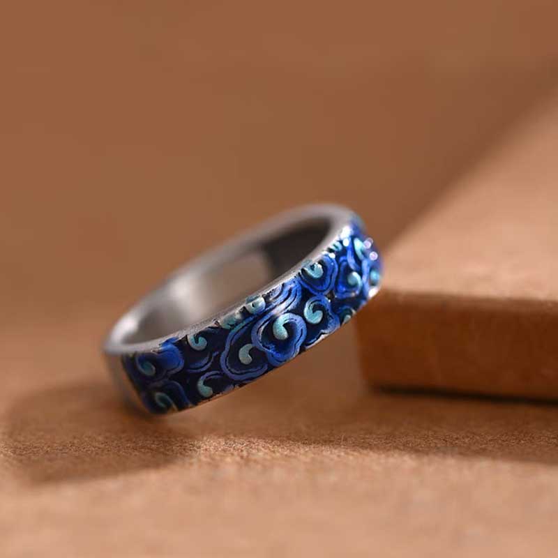 Enamel Cloud Pattern Ring