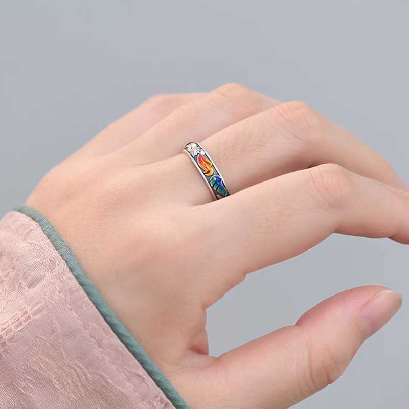 Enamel Nine-Tailed Fox Ring