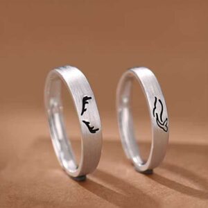 Whale and Deer Love Couple Rings