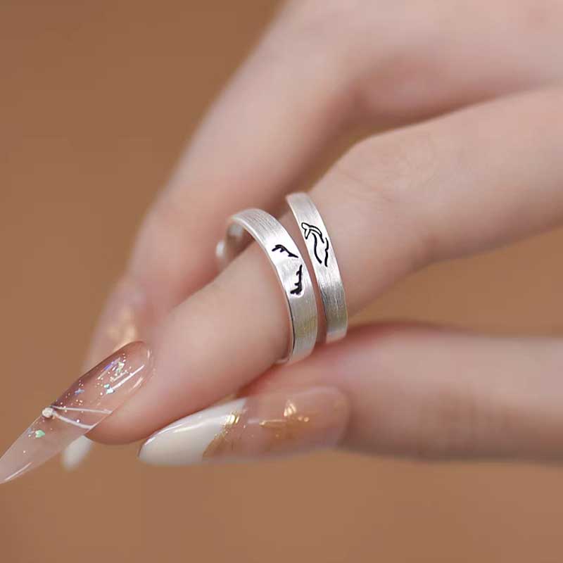 Whale and Deer Love Couple Rings