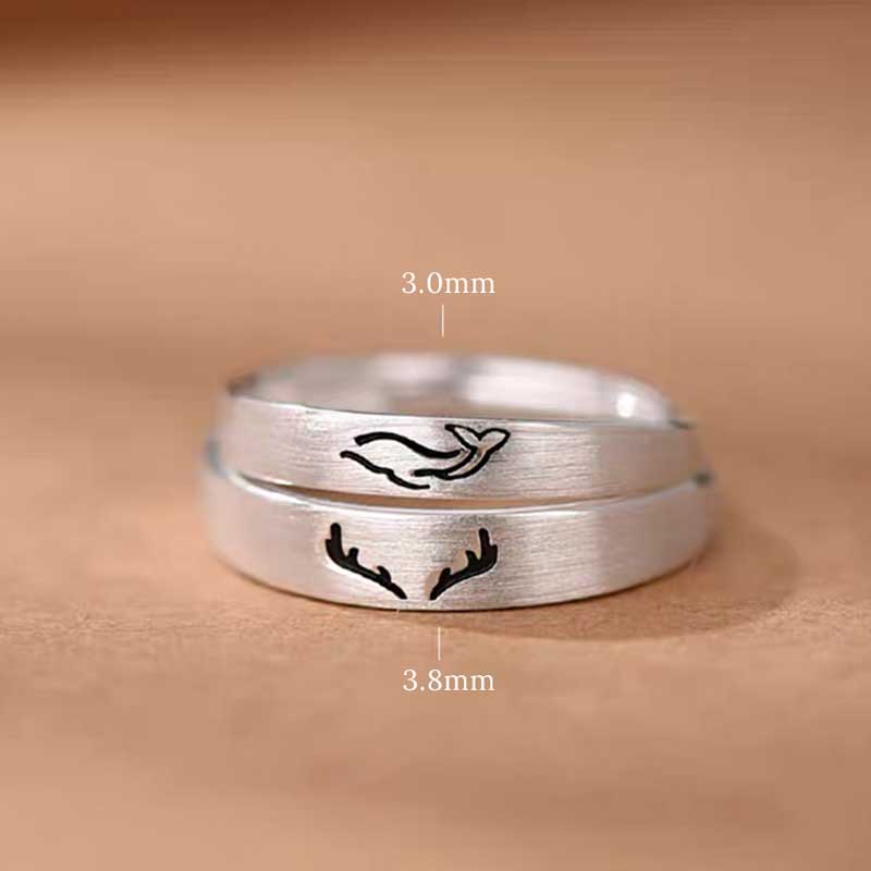 Whale and Deer Love Couple Rings