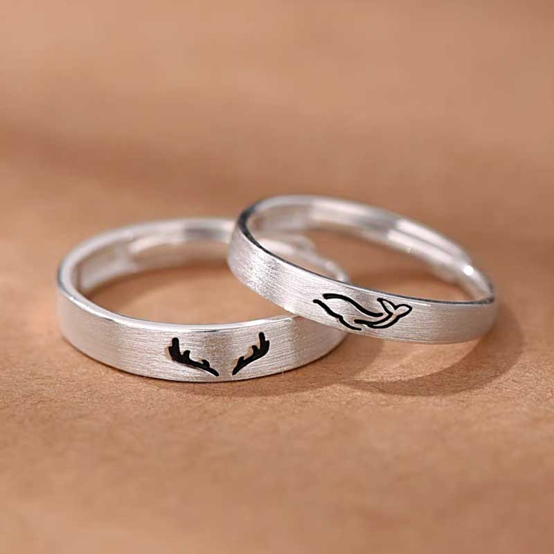 Whale and Deer Love Couple Rings