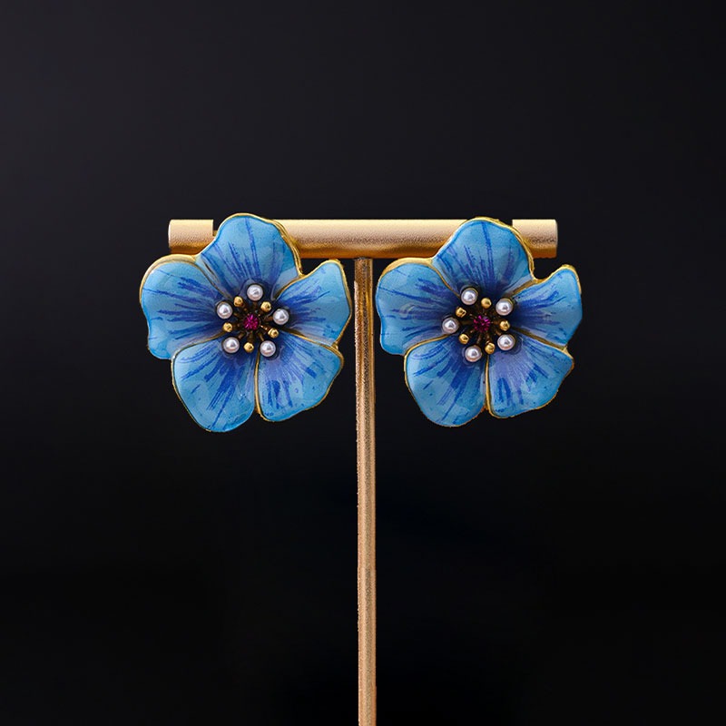 Blue Flower Earrings