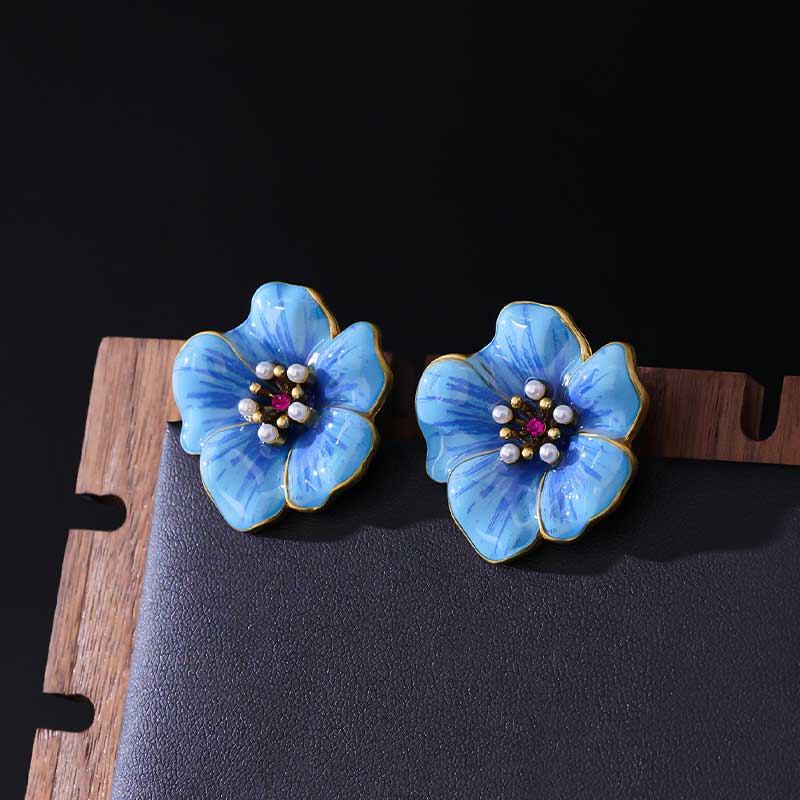 Blue Flower Earrings