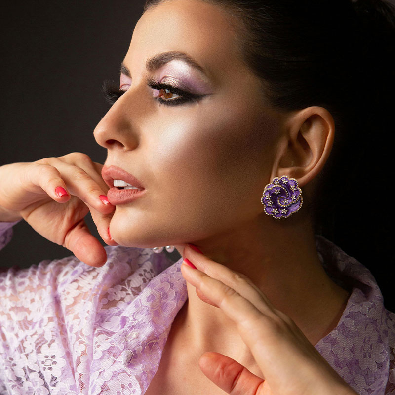 Purple Star Blossom Earrings