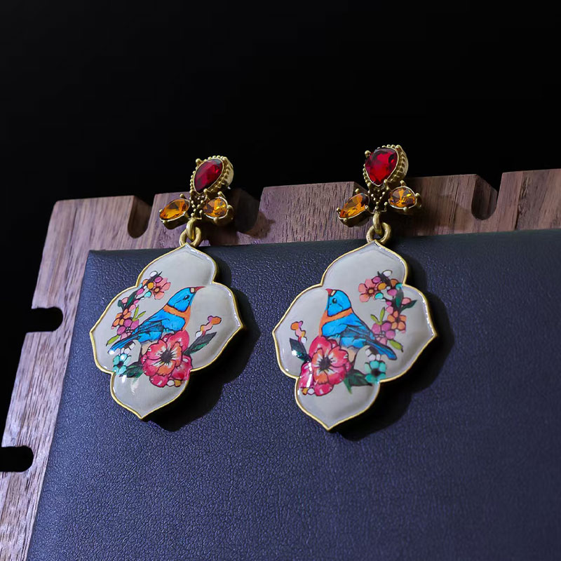 Flower and Bird Earrings