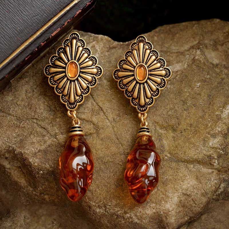 Orange Teardrop Earrings