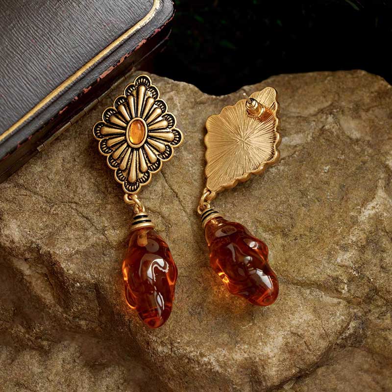 Orange Teardrop Earrings