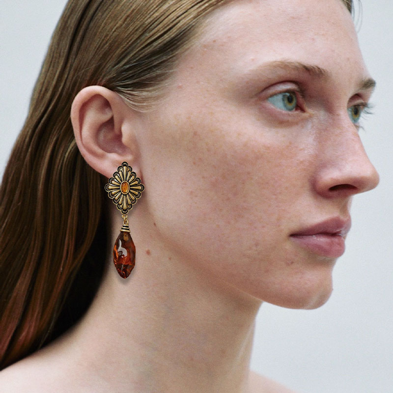 Orange Teardrop Earrings