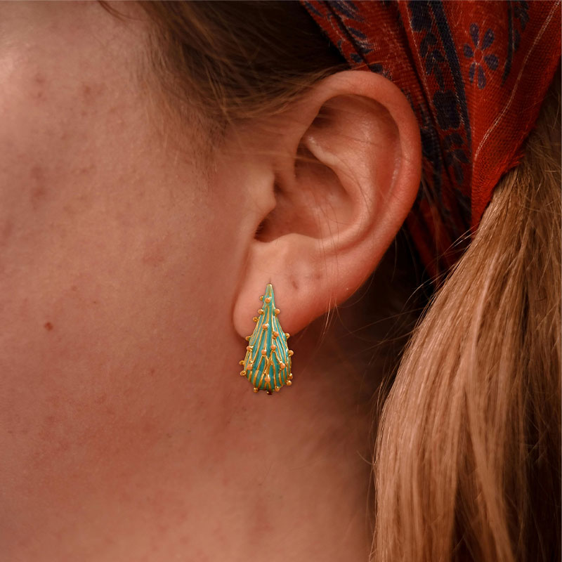 Green Cactus Earrings