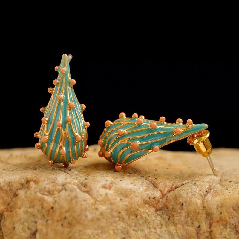 Green Cactus Earrings