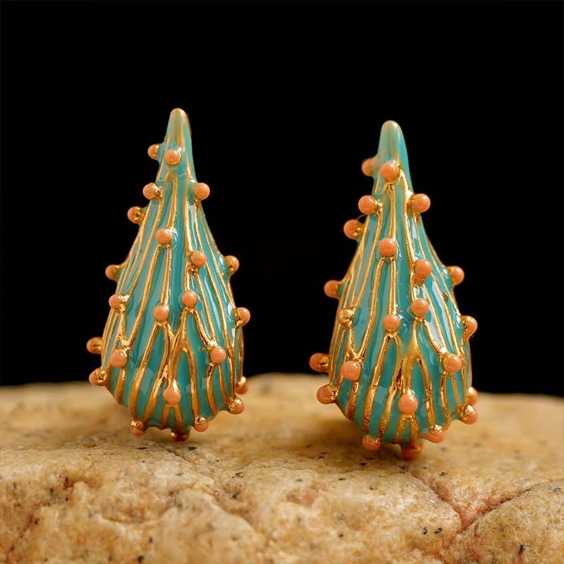 Green Cactus Earrings