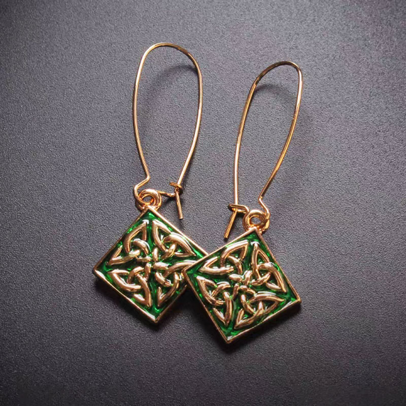 Diamond-Shaped Enamel Earrings