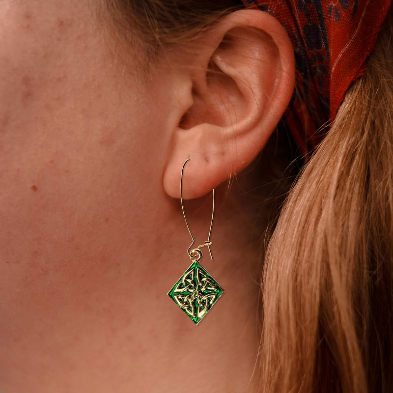 Diamond-Shaped Enamel Earrings