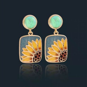 Golden Sunflower Earrings
