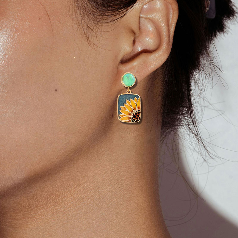 Golden Sunflower Earrings