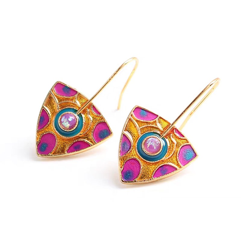 Knight Shield Earrings (Fuchsia)
