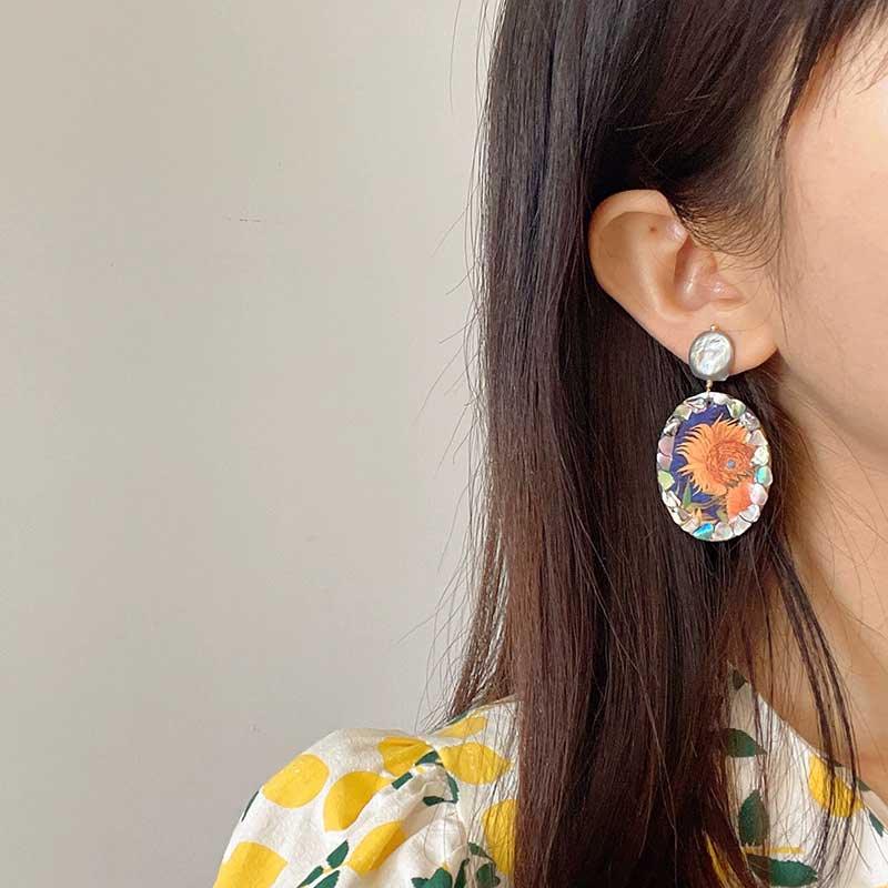 Pearl Drift Earrings (Sunflowers)