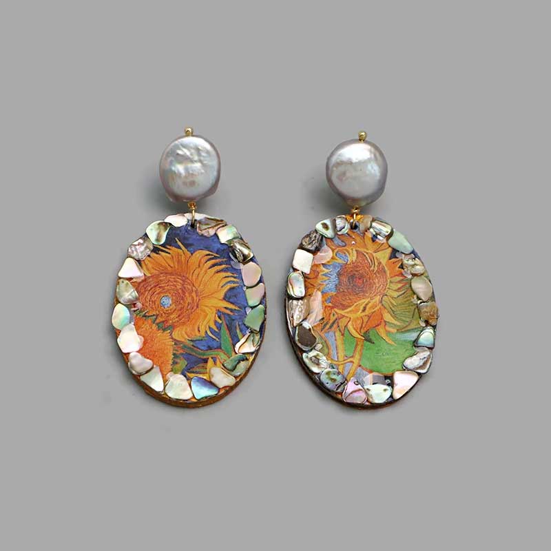 Pearl Drift Earrings (Sunflowers)
