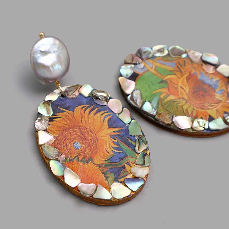 Pearl Drift Earrings (Sunflowers)