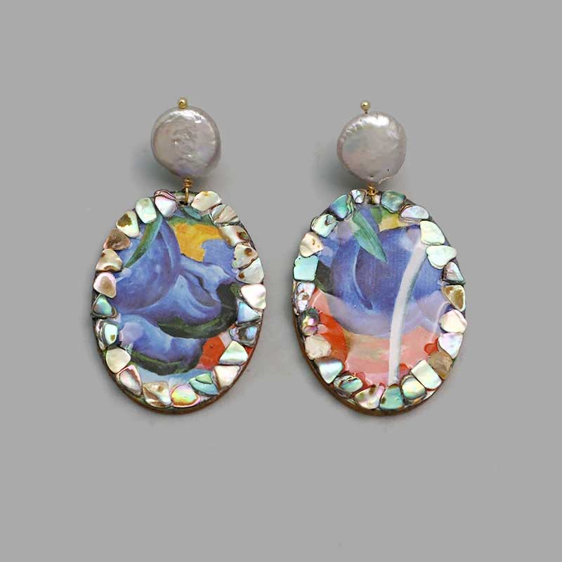 Pearl Drift Earrings (Blue Horse)