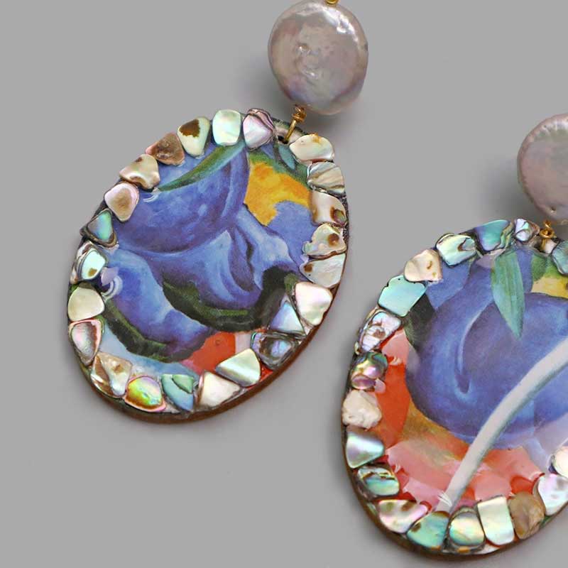 Pearl Drift Earrings (Blue Horse)