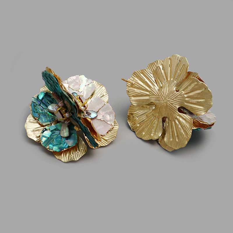 Sunlit Blue Shell Earrings