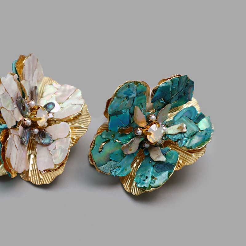 Sunlit Blue Shell Earrings