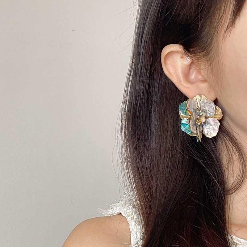 Sunlit Blue Shell Earrings