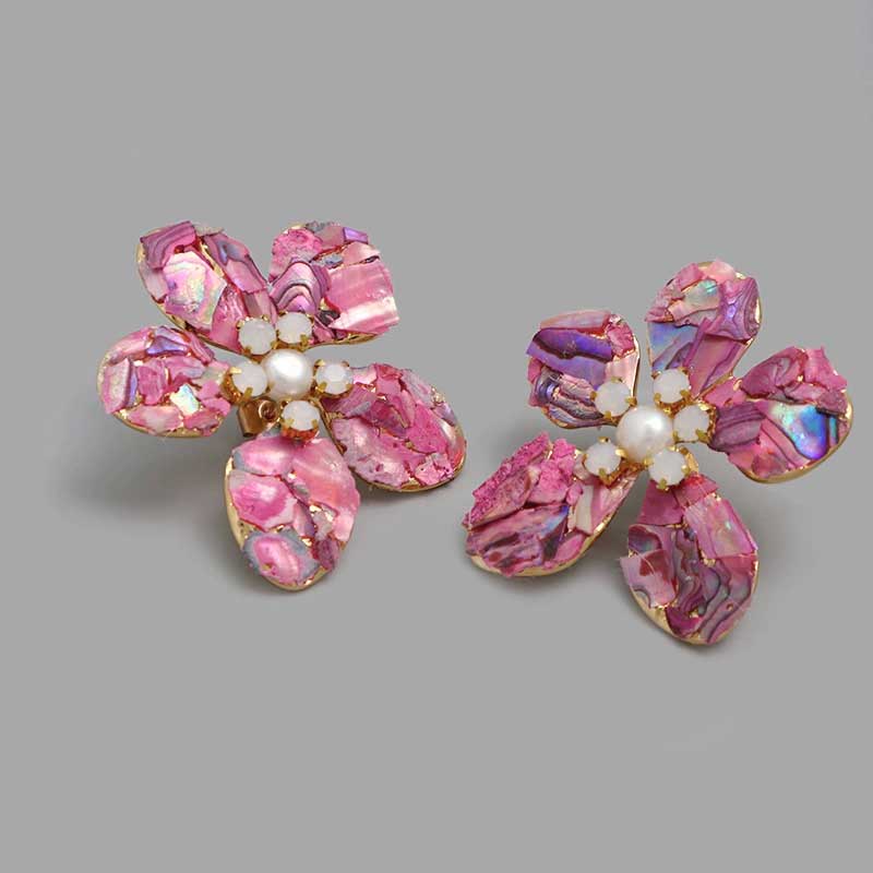 Coral Flower Earrings (Red)