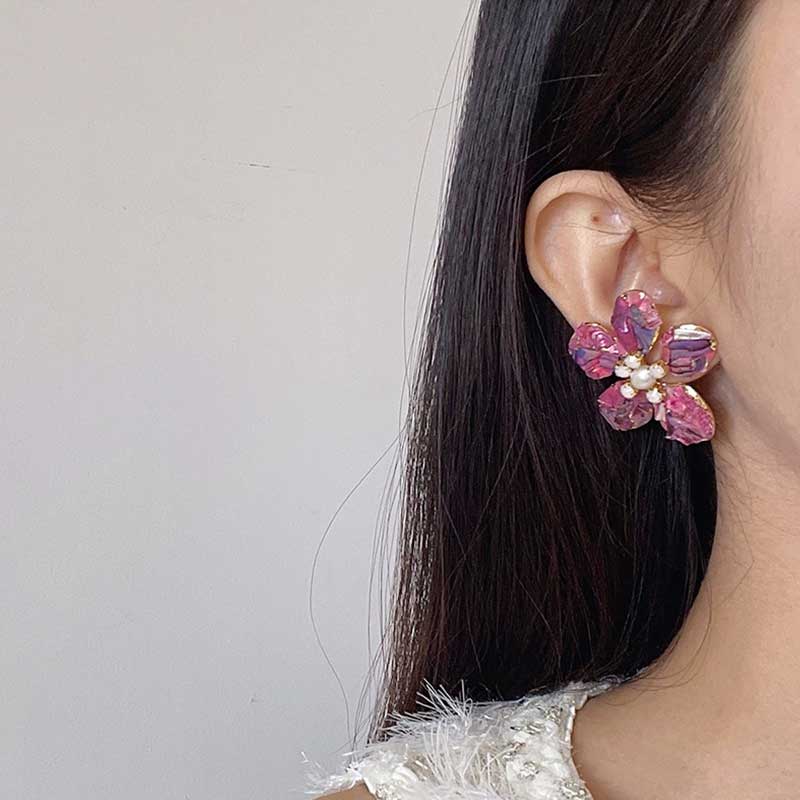 Coral Flower Earrings (Red)